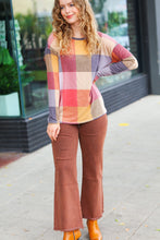 Gorgeous In Rust Checker Plaid French Terry Top