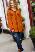 Only For You Rust Waffle Button Down Oversized Shacket