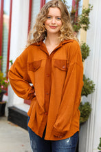 Only For You Rust Waffle Button Down Oversized Shacket