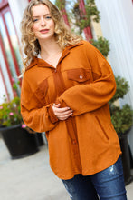 Only For You Rust Waffle Button Down Oversized Shacket