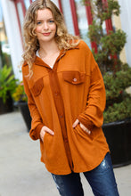 Only For You Rust Waffle Button Down Oversized Shacket