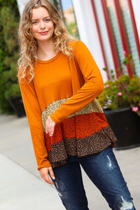 Give You Joy Rust/Taupe Leopard Print Tiered Babydoll Top