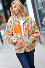 Spice Of Life Sage Flower Print Sherpa Button Down Jacket