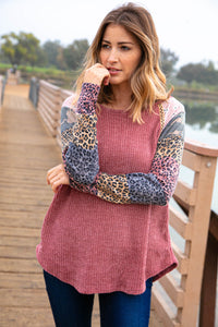 Mauve Color Block Jacquard Braid Top