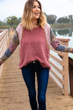 Mauve Color Block Jacquard Braid Top