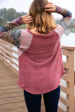 Mauve Color Block Jacquard Braid Top