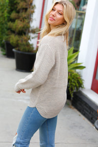 All Put Together Taupe Waffle Knit Hi-Low Sweater