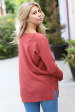 Hello Beautiful Rust Front Seam V Neck Sweater