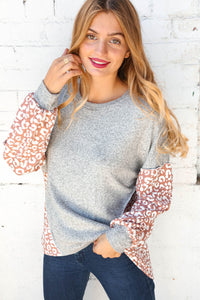 Taupe Leopard Print Hacci Out Seam Dolman Sweater