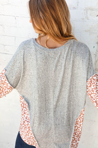 Taupe Leopard Print Hacci Out Seam Dolman Sweater