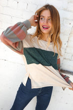 Hacci Two Tone Stripe Over Lock Stitching Sweater