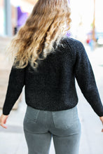 Black Mélange Round Neck Knit Sweater