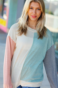 Feeling Casual Rust & Olive Two-Tone Knit Color Block Top