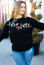 It's Lit Black Sequin Embroidered Christmas Lights Sweater