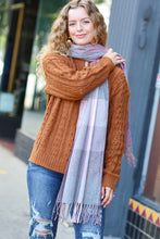 Keep Me Cozy Wine & Blush Check Fringe Scarf