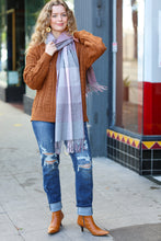 Keep Me Cozy Wine & Blush Check Fringe Scarf