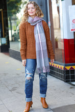 Keep Me Cozy Wine & Blush Check Fringe Scarf