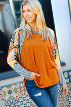 Feeling Myself Rust & Black Animal Print Two Tone Raglan Top