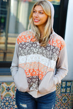 Taupe & Rust Animal Print Stripe Hoodie Top