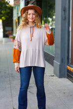 Easy Days Ahead Taupe/Rust Turtleneck Babydoll Terry Top