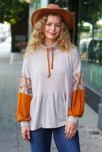 Easy Days Ahead Taupe/Rust Turtleneck Babydoll Terry Top