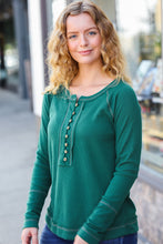 All I Need Hunter Green Contrast Stitch Henley Top