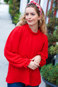 Red & White Plaid Knit Top Knot Headband