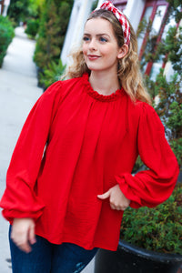 Red & White Plaid Knit Top Knot Headband