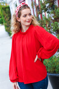 Red & White Plaid Knit Top Knot Headband