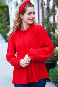 Red Knit Top Knot Headband