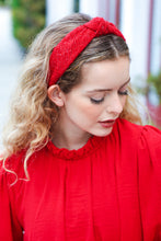 Red Knit Top Knot Headband