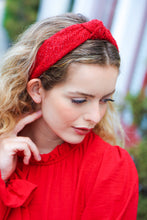 Red Knit Top Knot Headband