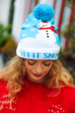 "Let It Snow" Snowman Pom-Pom Beanie