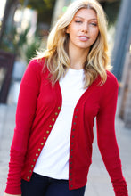 Day On The Town Red Snap Button Rib Cardigan