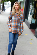 Weekend Ready Blue & Orange Jacquard Plaid Button Up