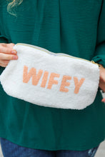 Cream "Wifey" Sherpa Zipper Bag