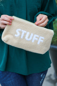 Taupe "Stuff" Sherpa Zipper Bag