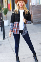 Seize The Day Black Denim & Plaid Cut Edge Jacket