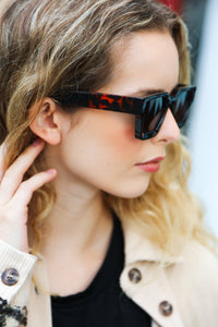 Tortoise Shell Thick Frame Rectangle Sunglasses