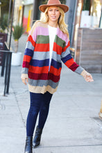 Just A Dream Multicolor Striped Slouchy Open Cardigan