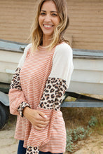 Two Tone Jacquard Leopard Bubble Sleeve Top