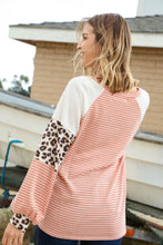 Two Tone Jacquard Leopard Bubble Sleeve Top