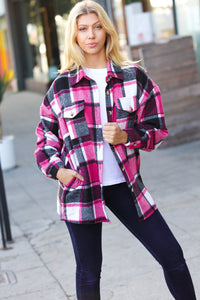 Sassy Fuchsia Plaid Flannel Button Down Shacket