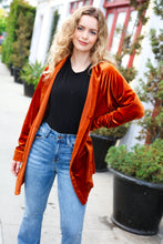 Dazzling Rust Velvet Button Down Tunic Top