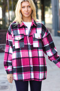 Sassy Fuchsia Plaid Flannel Button Down Shacket