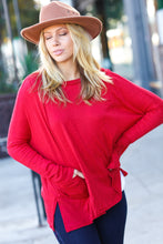 Going My Way Red Hacci Dolman Pocketed Sweater Top