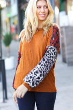 More Than Lovely Rust Colorblock Leopard Knit Top