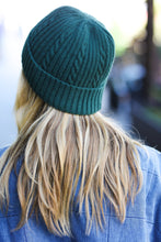 Let's Go Emerald Green Cable Knit Beanie