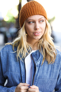 Let's Go Mustard Cable Knit Beanie