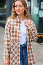 Eyes On You Taupe Plaid Velvet Pocket Button Down Top